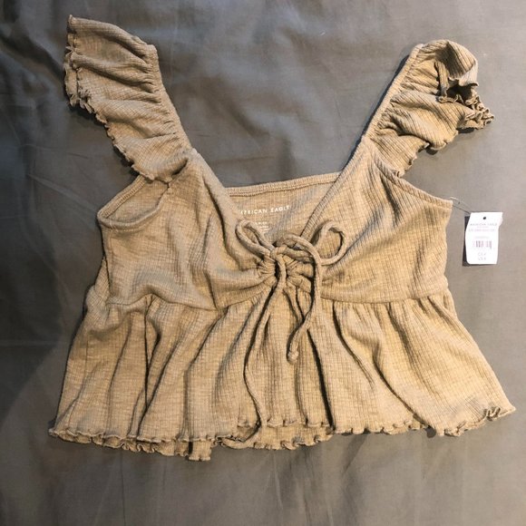 American Eagle, Green Flowy Crop Top. Size US S. - Picture 1 of 4
